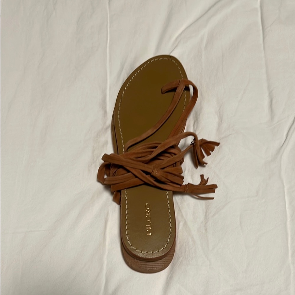 Brown Leather Lace UP Sandals